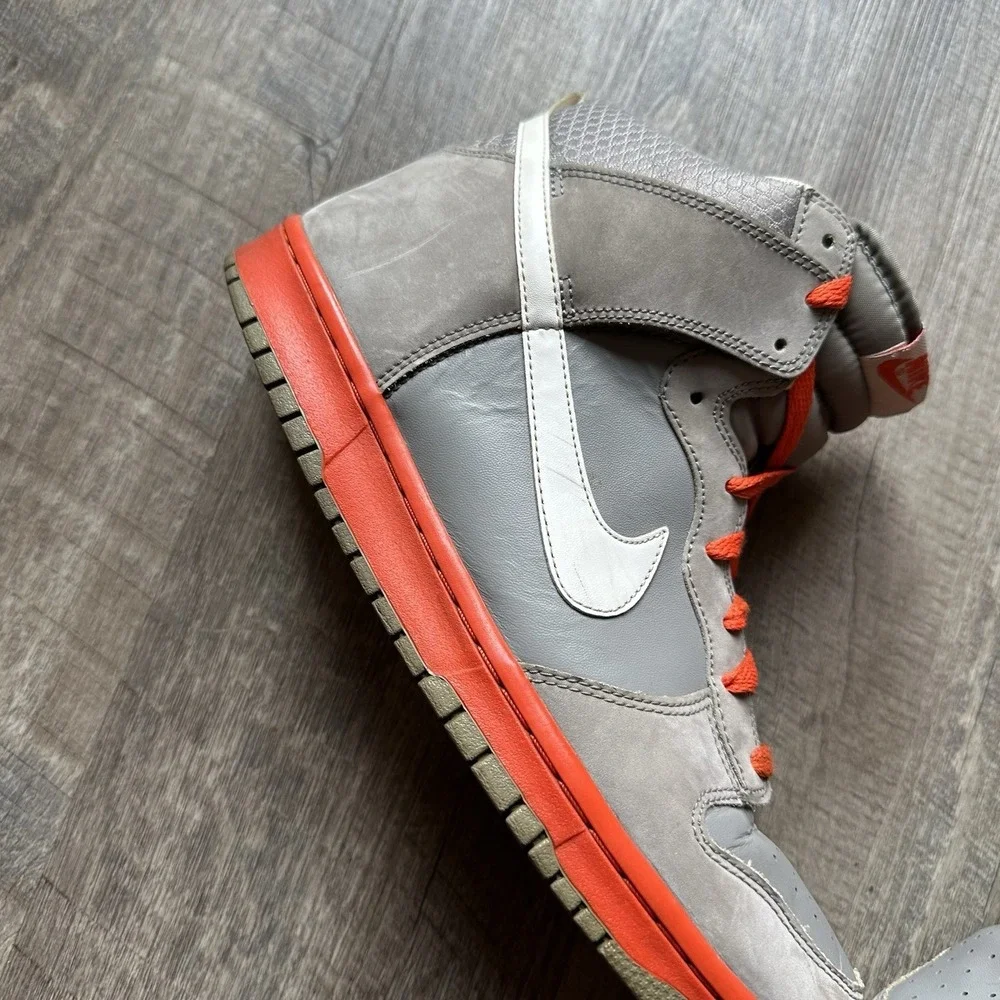 Nike Dunk High Light Charcoal‎ Grey Team Orange 317982-012 Og Rare Men's Size 12